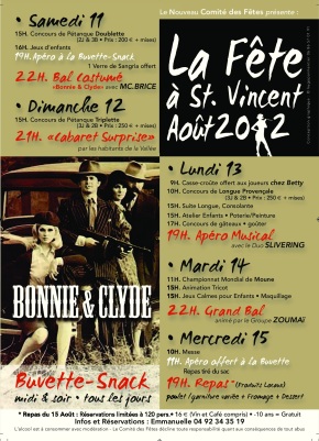 Programme de la Fête 2012 à Saint Vincent sur Jabron